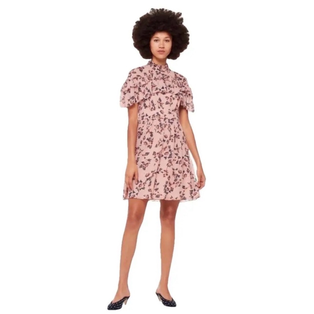 Kate Spade ♠️ Pink Floral Silk Ruffle Prairie Rose Dress- Small
